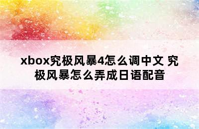 xbox究极风暴4怎么调中文 究极风暴怎么弄成日语配音